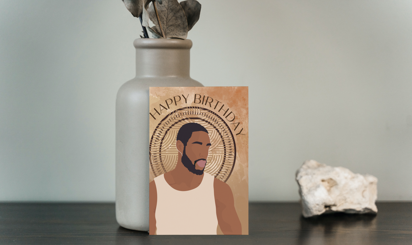 Neutral Brown Black Man Birthday Card