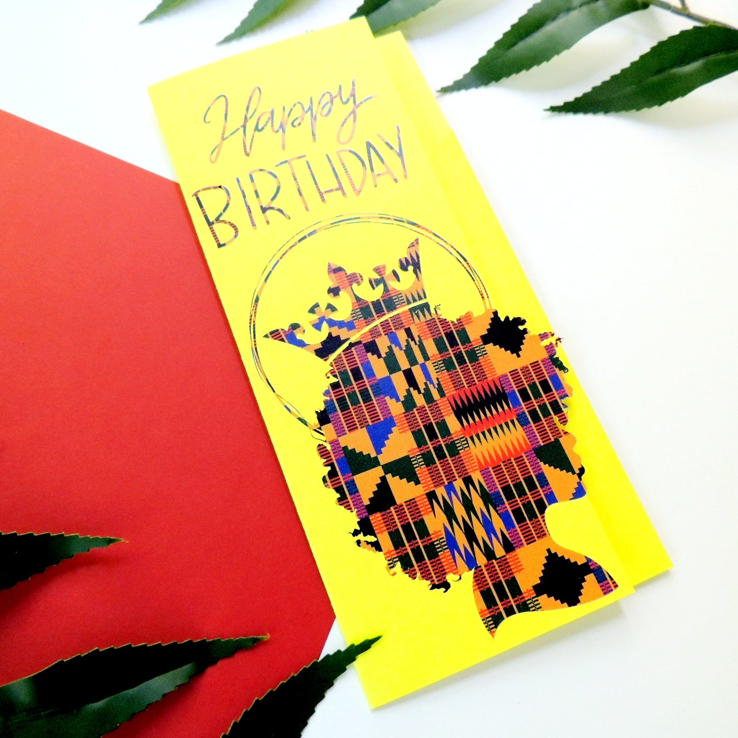 Yellow Kente Black Woman Money Holder Birthday Card