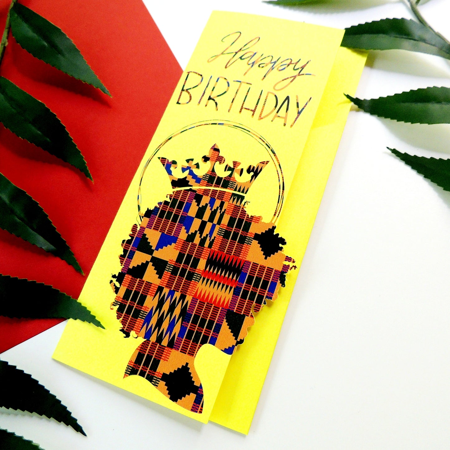 Yellow Kente Black Woman Money Holder Birthday Card