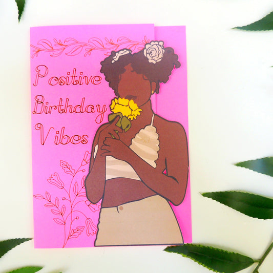 Positive Vibes Earthy Birthday Greeting Card