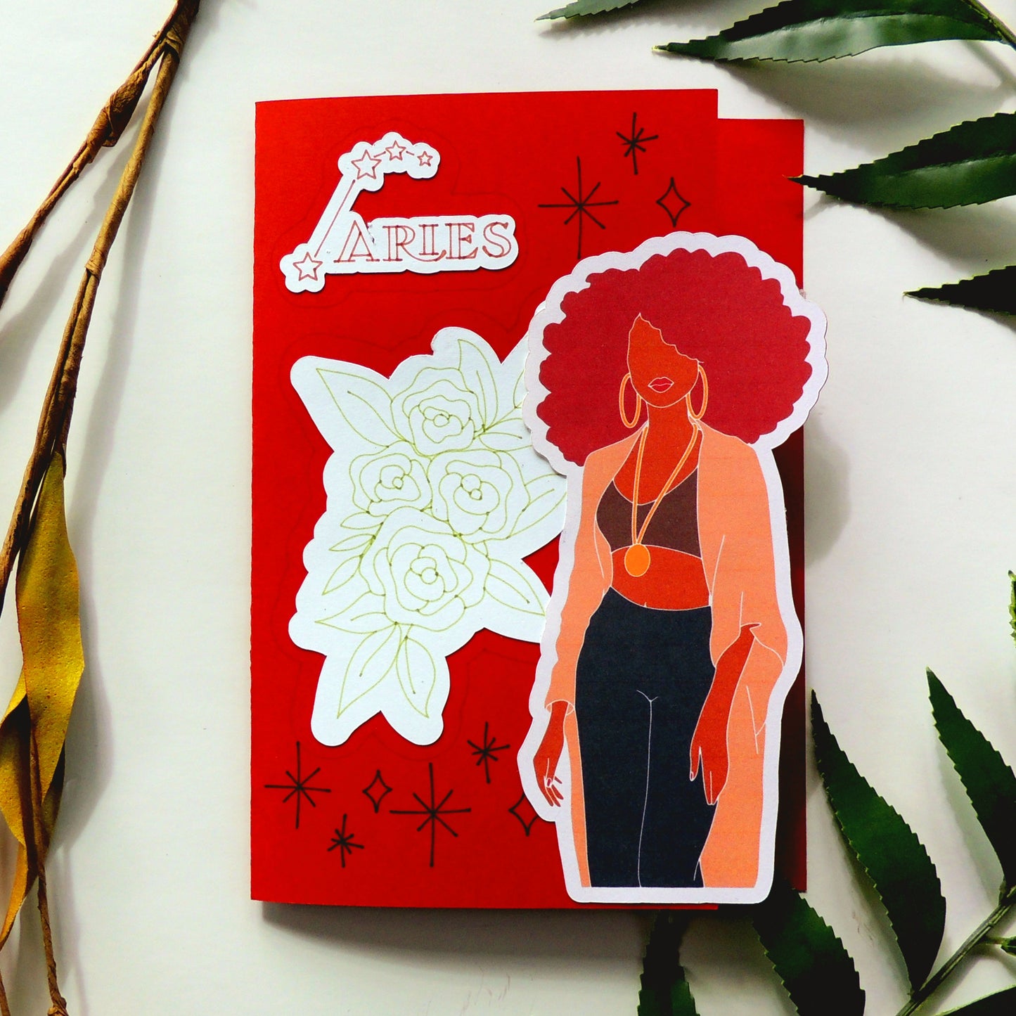Afro Beauty Aries Zodiac Greeting Card