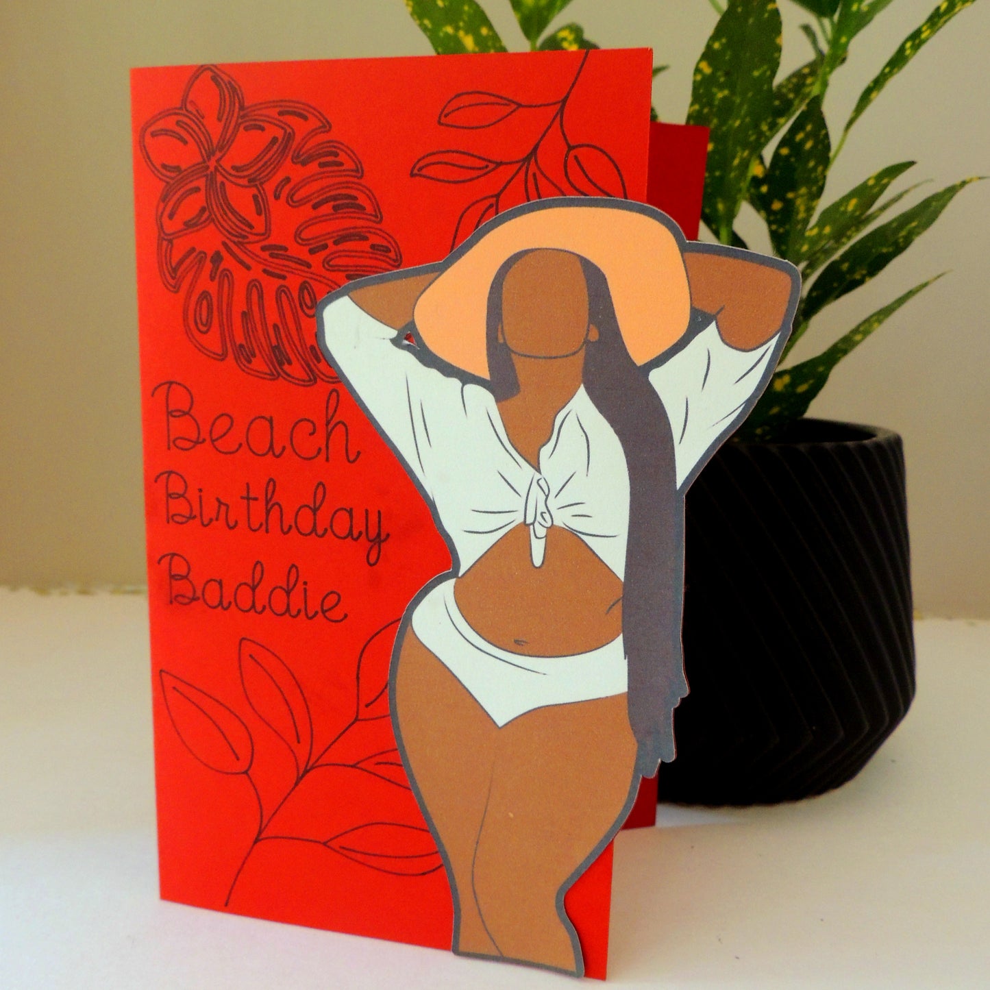 Beach Baddie Vacation African American Birthday Greeting Card