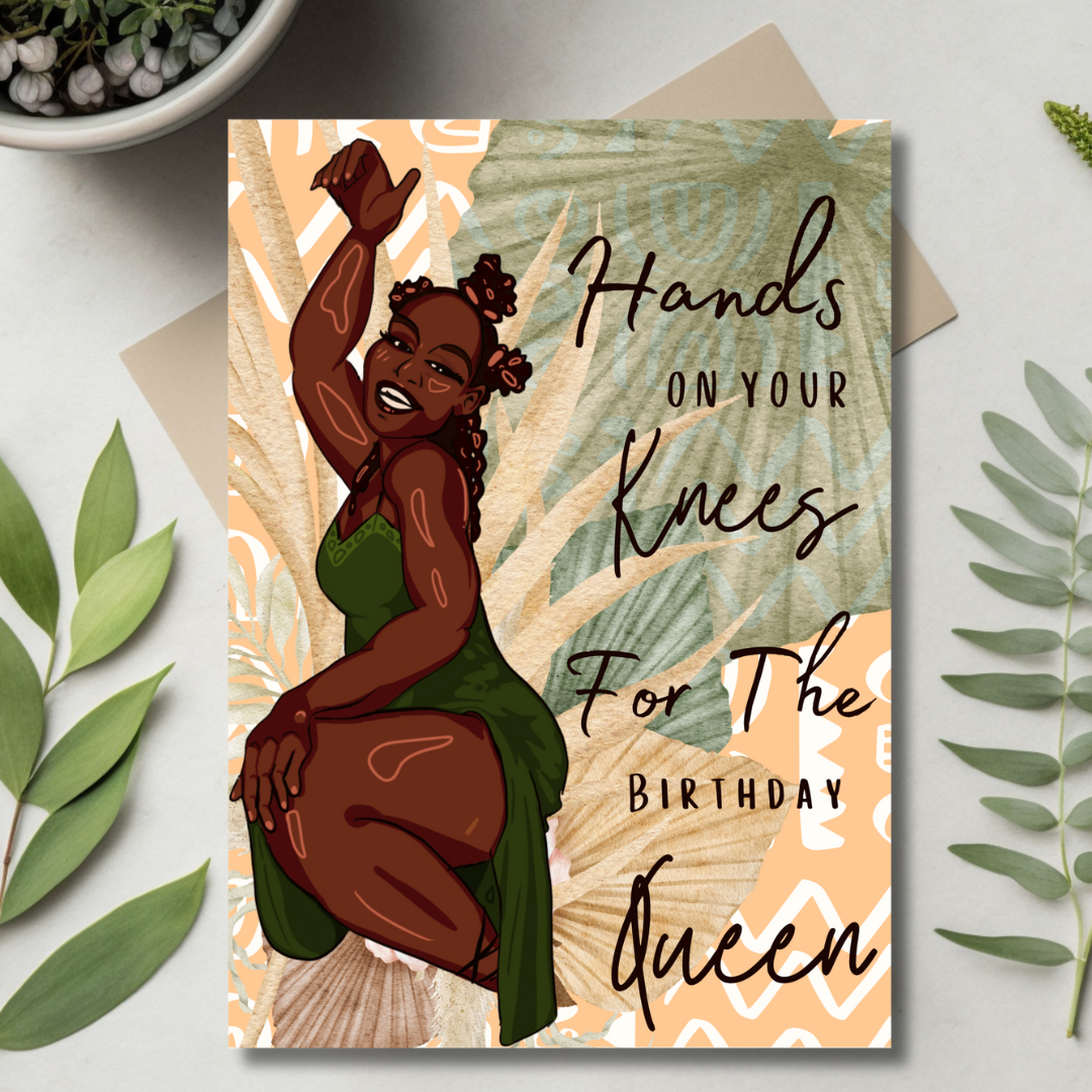 Hands On Your Knees Funny African American Woman Greeting Card