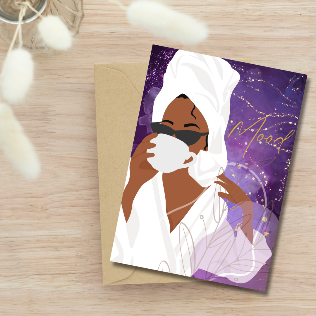 Purple Mood Black Girl Any Occasion Greeting Card