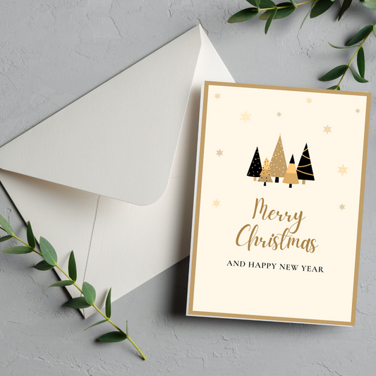 Neutral Merry Christmas and Happy New Year Greeting Card